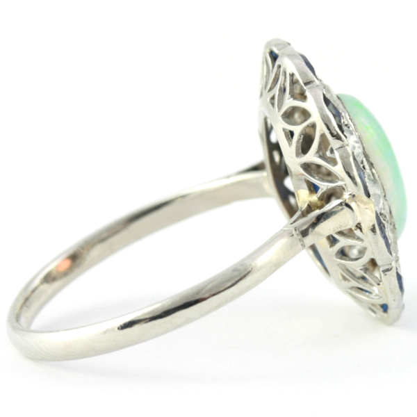 Estate opal engagement ring diamond sapphire platinum (image 14 of 21)